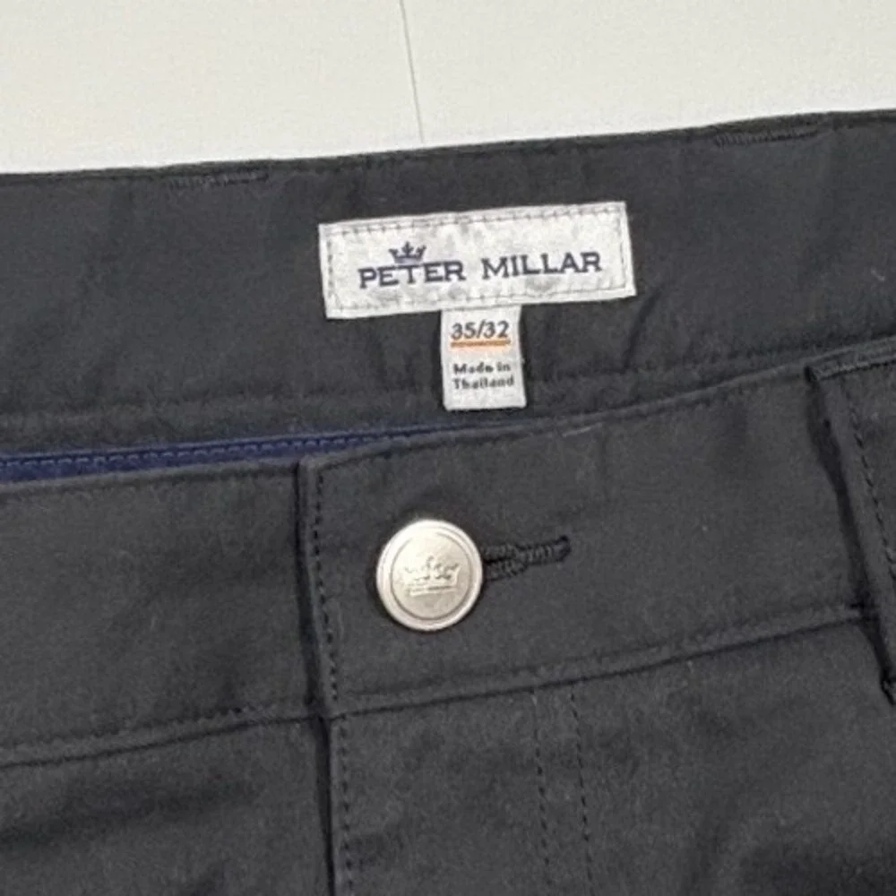 Peter Millar Men's 35/32 Performance Black 5-Pocket Golf Polyester Pants